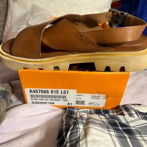 Miz Mooz leather cross-strap sandals.